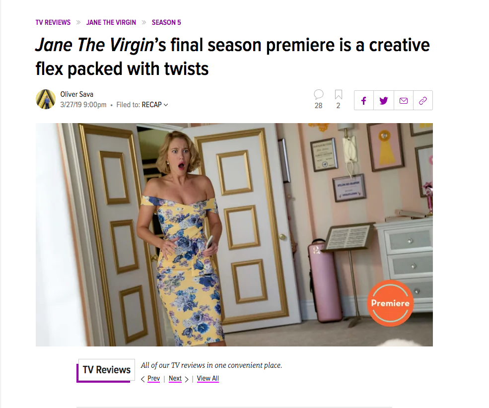 Jane The Virgin’s final season premiere is a creative flex packed with twists